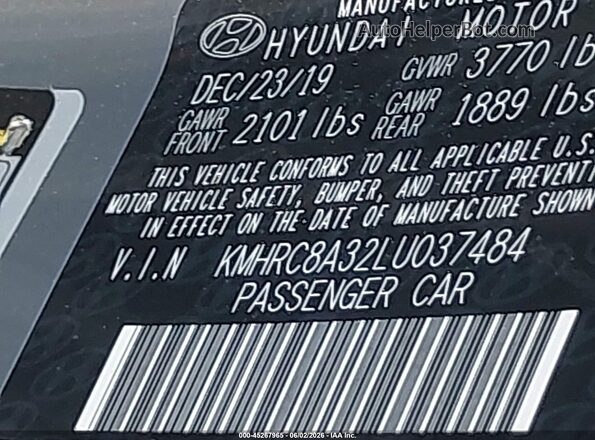 KMHRC8A32LU037484 2020 HYUNDAI VENUE Gray 
