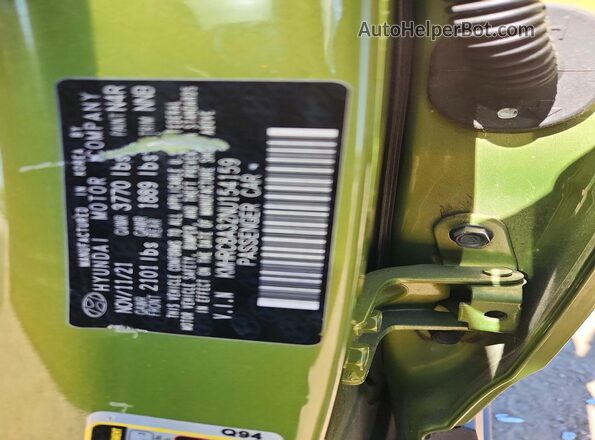KMHRC8A32NU154159 2022 HYUNDAI VENUE Green VIN კოდის სტიკერის ხედი