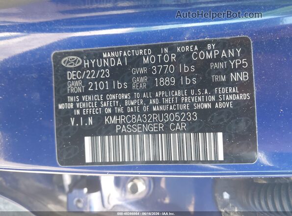 KMHRC8A32RU305233 2024 HYUNDAI VENUE Blue Engine compartment view