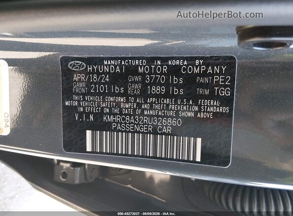 KMHRC8A32RU326860 2024 HYUNDAI VENUE Gray Engine compartment view