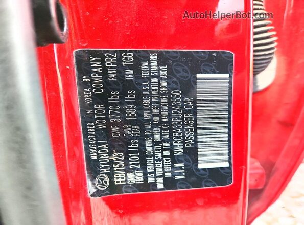 KMHRC8A33PU243550 2023 HYUNDAI VENUE Красный Вид наклейки с VIN-кодом
