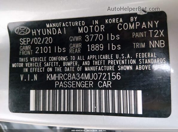 KMHRC8A34MU072156 2021 HYUNDAI VENUE Silver Շարժիչի բաժամունքի տեսք