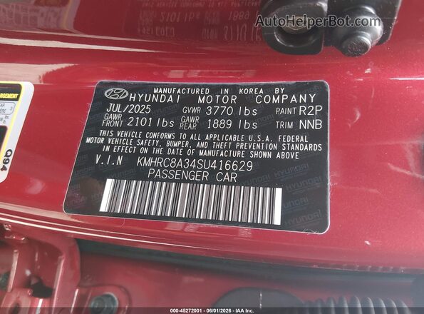 KMHRC8A34SU416629 2025 HYUNDAI VENUE Red Vista del compartimento del motor