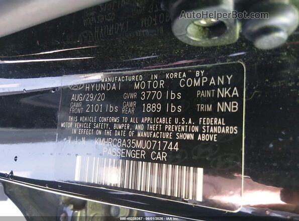 KMHRC8A35MU071744 2021 HYUNDAI VENUE Черный Вид подкапотного пространства