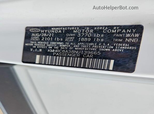 KMHRC8A38NU139665 2022 HYUNDAI VENUE White Вид підкапотного простору