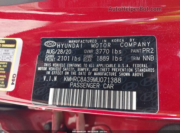 KMHRC8A39MU071388 2021 HYUNDAI VENUE Red Вид підкапотного простору