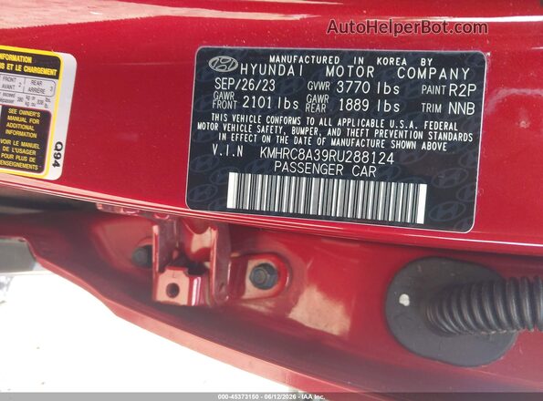 KMHRC8A39RU288124 2024 HYUNDAI VENUE Красный Вид подкапотного пространства