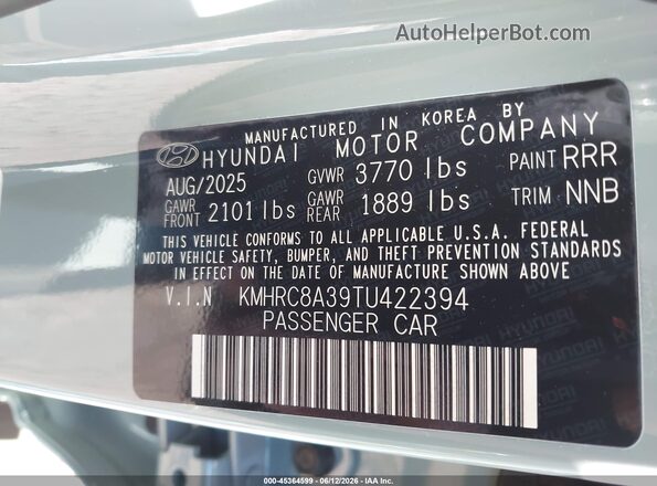 KMHRC8A39TU422394 2026 HYUNDAI VENUE Green Vista del compartimento del motor