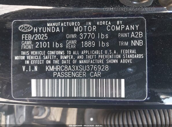 KMHRC8A3XSU376928 2025 HYUNDAI VENUE Black Engine compartment view