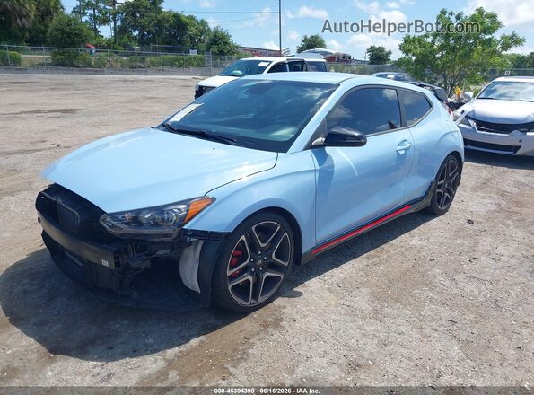 KMHT36AH1NU015534 2022 HYUNDAI VELOSTER N Light Blue წინა მარცხენა ხედი სამი მეოთხედიდან