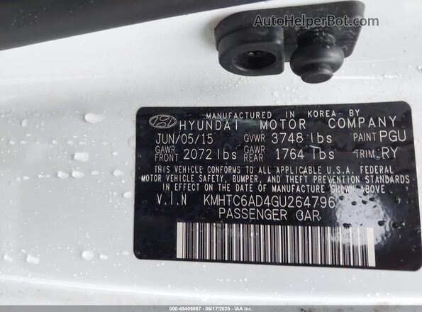 KMHTC6AD4GU264796 2016 HYUNDAI VELOSTER Белый Вид подкапотного пространства