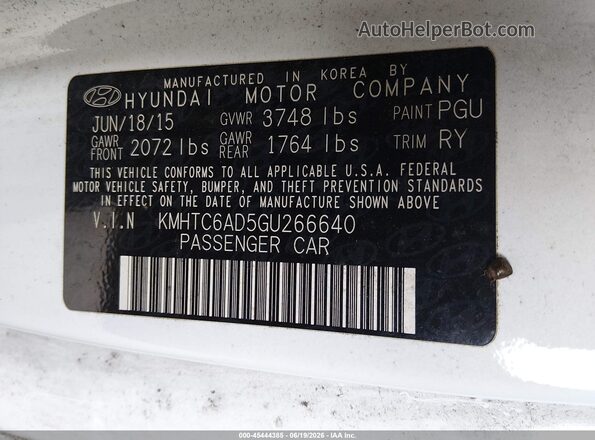 KMHTC6AD5GU266640 2016 HYUNDAI VELOSTER White Շարժիչի բաժամունքի տեսք