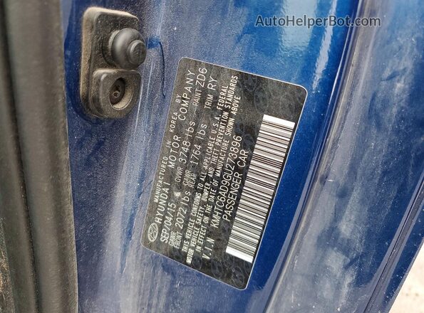 KMHTC6AD9GU273896 2016 HYUNDAI VELOSTER Blue 