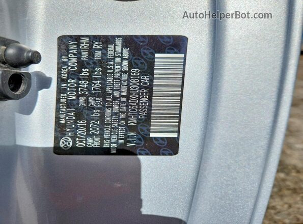 KMHTC6ADXHU308169 2017 HYUNDAI VELOSTER Silver 