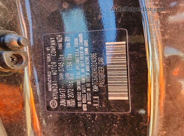 KMHTC6ADXHU324386 2017 HYUNDAI VELOSTER Black VIN կոդի պիտակի տեսք