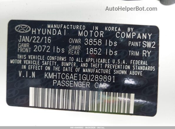 KMHTC6AE1GU289891 2016 HYUNDAI VELOSTER Yellow ძრავის განყოფილების ხედი