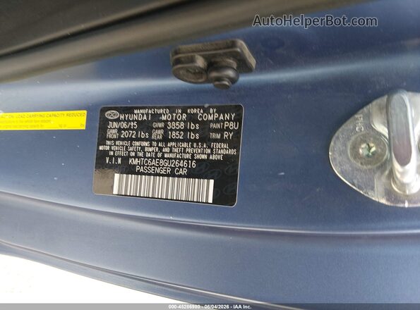 KMHTC6AE8GU264616 2016 HYUNDAI VELOSTER Blue Engine compartment view