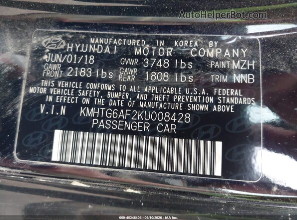 KMHTG6AF2KU008428 2019 HYUNDAI VELOSTER Black Engine compartment view
