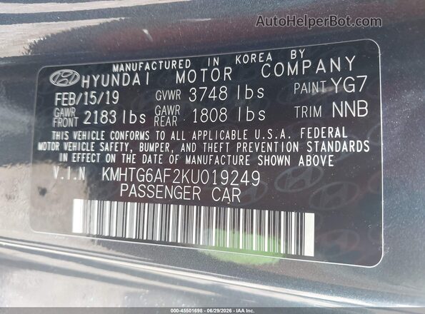 KMHTG6AF2KU019249 2019 HYUNDAI VELOSTER Black Engine compartment view