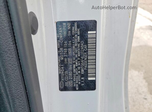 KMHTG6AF4LU024843 2020 HYUNDAI VELOSTER Белый Вид наклейки с VIN-кодом