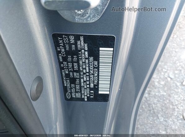 KMHTG6AF5KU003286 2019 HYUNDAI VELOSTER Gray Widok komory silnika