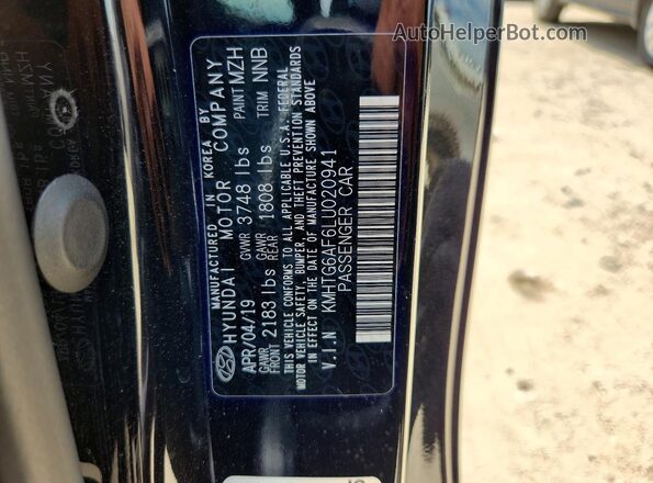 KMHTG6AF6LU020941 2020 HYUNDAI VELOSTER Черный Вид наклейки с VIN-кодом