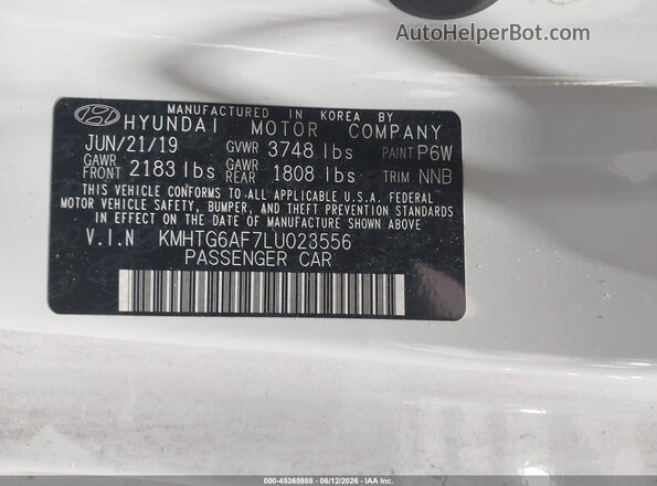 KMHTG6AF7LU023556 2020 HYUNDAI VELOSTER White ძრავის განყოფილების ხედი