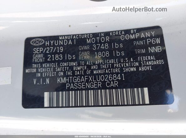 KMHTG6AFXLU026841 2020 HYUNDAI VELOSTER Белый Вид подкапотного пространства