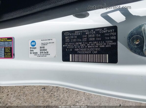 KMHTH6AB1KU007491 2019 HYUNDAI VELOSTER White Вид підкапотного простору