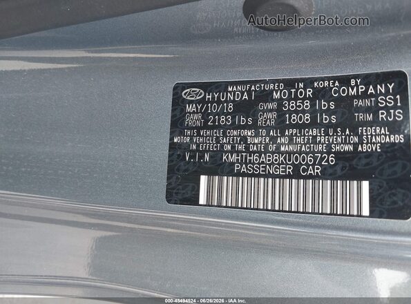 KMHTH6AB8KU006726 2019 HYUNDAI VELOSTER Light Blue Engine compartment view