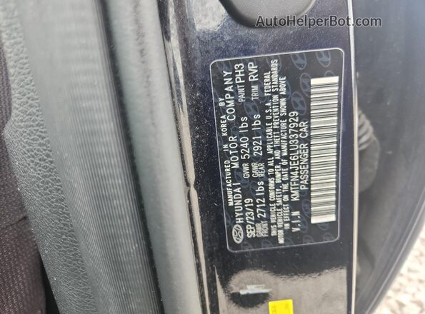 KMTFN4JE6LU337929 2020 GENESIS G80 Black Widok naklejki z numerem VIN