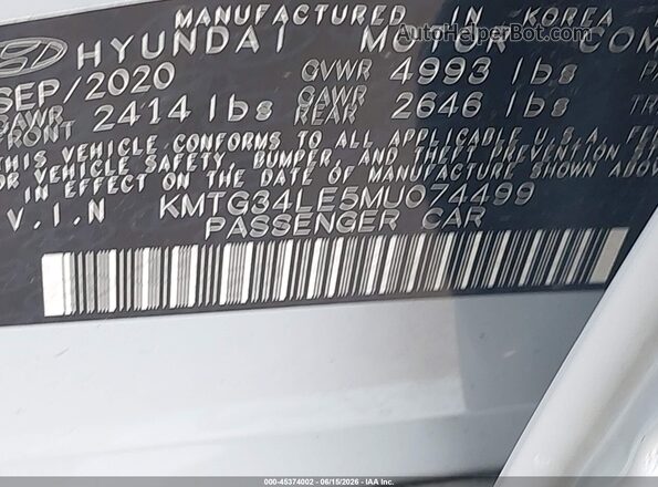 KMTG34LE5MU074499 2021 GENESIS G70 Gray Շարժիչի բաժամունքի տեսք