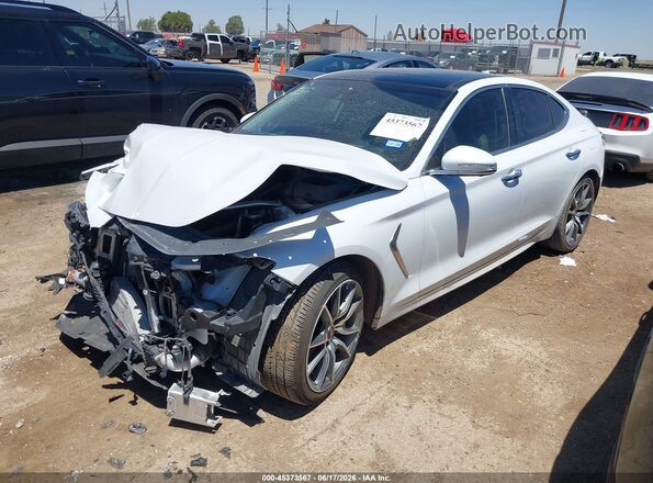 KMTG44LA3KU030489 2019 GENESIS G70 White წინა მარცხენა ხედი სამი მეოთხედიდან