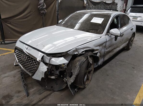 KMTG44LA8LU045409 2020 GENESIS G70 Light Blue Առջևի ձախ երեք քառորդ տեսարան