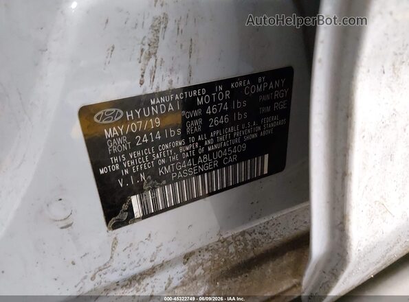 KMTG44LA8LU045409 2020 GENESIS G70 Light Blue Շարժիչի բաժամունքի տեսք