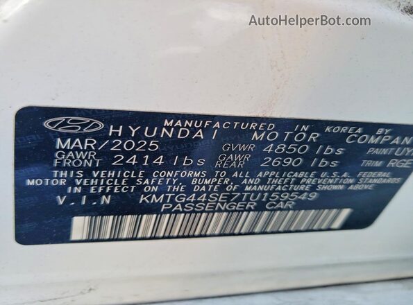 KMTG44SE7TU159549 2026 GENESIS G70 White Widok naklejki z numerem VIN