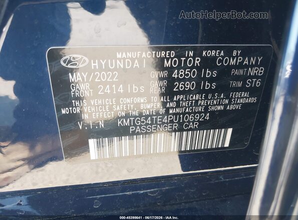 KMTG54TE4PU106924 2023 GENESIS G70 Blue Widok komory silnika