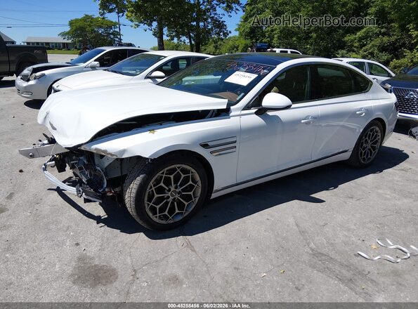 KMTGB4SC2MU048834 2021 GENESIS G80 White Vista tres cuartos delantera izquierda