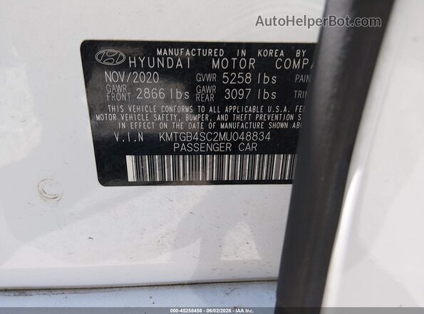 KMTGB4SC2MU048834 2021 GENESIS G80 White Vista del compartimento del motor