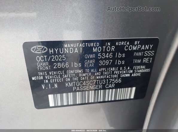 KMTGC4SC7TU317566 2026 GENESIS G80 Gray Engine compartment view