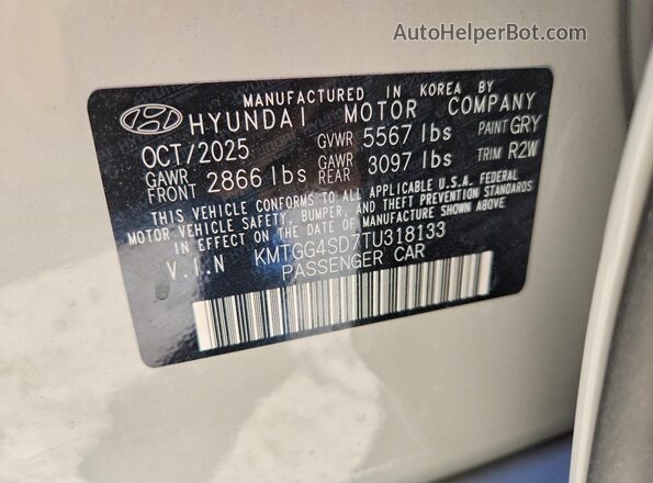 KMTGG4SD7TU318133 2026 GENESIS G80 Gray Շարժիչի բաժամունքի տեսք