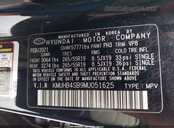 KMUHB4SB9MU051625 2021 GENESIS GV80 Black Vista del compartimento del motor