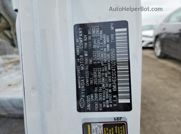 KMUHEESC4TU299950 2026 GENESIS GV80 White Widok naklejki z numerem VIN