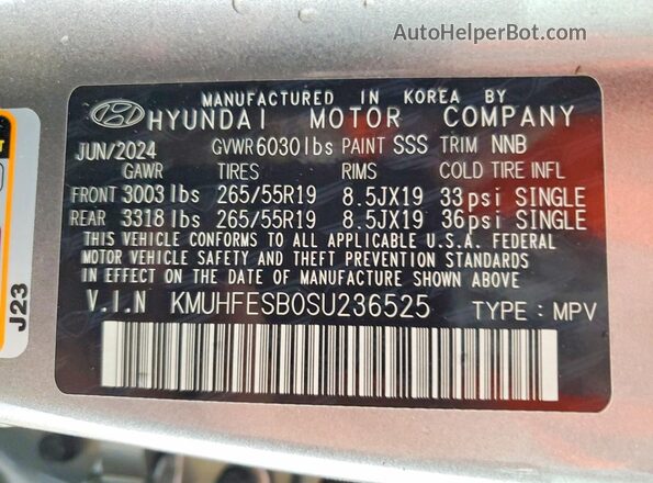 KMUHFESB0SU236525 2025 GENESIS GV80 Silver Widok naklejki z numerem VIN