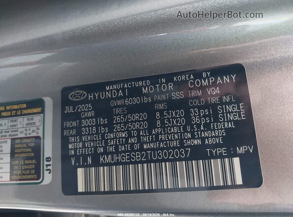 KMUHGESB2TU302037 2026 GENESIS GV80 Silver Widok komory silnika