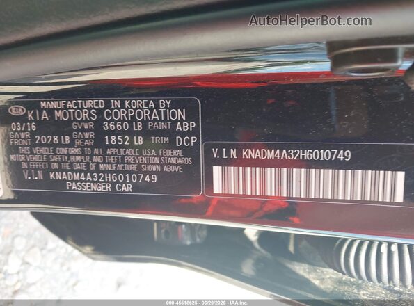 KNADM4A32H6010749 2017 KIA RIO Black Շարժիչի բաժամունքի տեսք