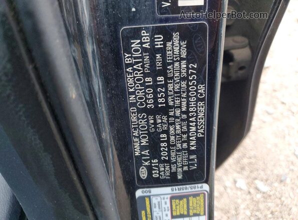 KNADM4A38H6005572 2017 KIA RIO Black ძრავის განყოფილების ხედი