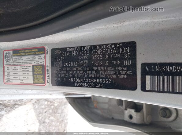 KNADM4A3XG6663621 2016 KIA RIO Серебряный Вид подкапотного пространства
