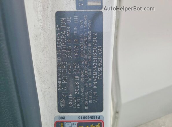 KNADM5A35H6007902 2017 KIA RIO Белый Вид подкапотного пространства