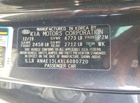 KNAE15LAXL6080720 2020 KIA STINGER Charcoal ძრავის განყოფილების ხედი